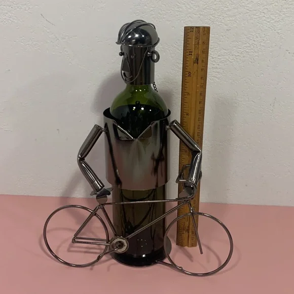 Wine Bottle Holder Display Cyclist with Bicycle and Helmet Fathers Day - Picture 6 of 7
